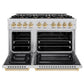 ZLINE Autograph Edition 48 in. 6.7 cu. ft. Select Double Oven Dual Fuel Range with 8 Burner Gas Cooktop in Stainless Steel and Polished Gold Accents, Open Box-Great Condition