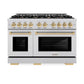 ZLINE Autograph Edition 48 in. 6.7 cu. ft. Select Double Oven Dual Fuel Range with 8 Burner Gas Cooktop in Stainless Steel and Polished Gold Accents, Open Box-Great Condition