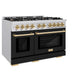 ZLINE Autograph Edition 48 in. 6.7 cu. ft. Select Double Oven Dual Fuel Range with 8 Burner Gas Cooktop in Stainless Steel with Black Matte Doors and Polished Gold Accents, Open Box-Great Condition
