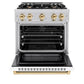 ZLINE Autograph Edition 30 in. 4.2 cu. ft. Select Dual Fuel Range with 4 Burner Gas Cooktop and Electric Convection Oven in Stainless Steel with White Matte Door and Polished Gold Accents, Open Box-Great Condition