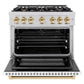 ZLINE Autograph Edition 36 in. 5.2 cu. ft. Select Dual Fuel Range with 6 Burner Gas Cooktop and Electric Convection Oven in Stainless Steel with White Matte Door and Polished Gold Accents, Open Box-Great Condition