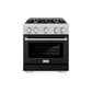 ZLINE 30 in. 4.2 cu. ft. Select Gas Range with 4 Burner Cooktop and Convection Gas Oven in Stainless Steel with Black Matte Door, Open Box-Great Condition