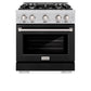 ZLINE 30 in. 4.2 cu. ft. Select Gas Range with 4 Burner Cooktop and Convection Gas Oven in Stainless Steel with Black Matte Door, Open Box-Great Condition