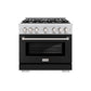 ZLINE 36 in. 5.2 cu. ft. Select Gas Range with 6 Burner Cooktop and Convection Gas Oven in Stainless Steel with Black Matte Door, Open Box-Great Condition