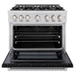 ZLINE 36 in. 5.2 cu. ft. Select Gas Range with 6 Burner Cooktop and Convection Gas Oven in Stainless Steel with Black Matte Door, Open Box-Great Condition