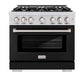 ZLINE 36 in. 5.2 cu. ft. Select Gas Range with 6 Burner Cooktop and Convection Gas Oven in Stainless Steel with Black Matte Door, Open Box-Great Condition