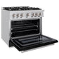 ZLINE 36 in. 5.2 cu. ft. Select Gas Range with 6 Burner Cooktop and Convection Gas Oven in Stainless Steel with Black Matte Door, Open Box-Great Condition