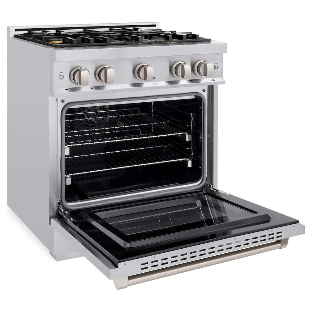 ZLINE 30 in. 4.2 cu. ft. Select Gas Range with Convection Gas Oven in Stainless Steel with 4 Brass Burners (HGR-BR-30)