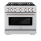 ZLINE 36 in. 5.2 cu. ft. Select Gas Range with Convection Gas Oven in Stainless Steel with 6 Brass Burners, Open Box-Great Condition