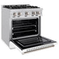 ZLINE 30 in. 4.2 cu. ft. Select Gas Range with 4 Burner Cooktop and Convection Gas Oven in Stainless Steel with White Matte Door, Open Box-Great Condition