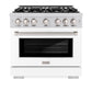 ZLINE 36 in. 5.2 cu. ft. Select Gas Range with 6 Burner Cooktop and Convection Gas Oven in Stainless Steel with White Matte Door, Open Box-Great Condition