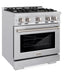 ZLINE 30 in. 4.2 cu. ft. Select Gas Range with 4 Burner Cooktop and Convection Gas Oven in Stainless Steel, Open Box-Great Condition