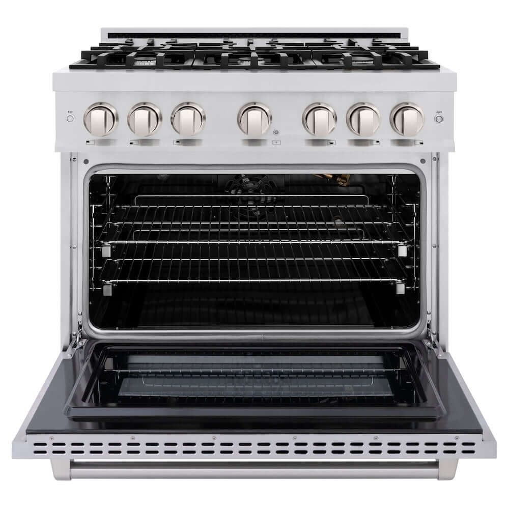 ZLINE 36 in. 5.2 cu. ft. Select Gas Range with 6 Burner Cooktop and Convection Gas Oven in Stainless Steel (HGR36)