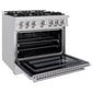 ZLINE 36 in. 5.2 cu. ft. Select Gas Range with 6 Burner Cooktop and Convection Gas Oven in Stainless Steel, Open Box-Great Condition