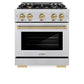 ZLINE Autograph Edition 30 in. 4.2 cu. ft. Select Gas Range with 4 Burner Cooktop and Convection Gas Oven in Stainless Steel and Champagne Bronze Accents, Open Box-Great Condition