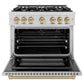 ZLINE Autograph Edition 36 in. 5.2 cu. ft. Select Gas Range with 6 Burner Cooktop and Convection Gas Oven in Stainless Steel and Champagne Bronze Accents, Open Box-Great Condition