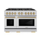ZLINE Autograph Edition 48 in. 6.7 cu. ft. Select Double Oven Gas Range with 8 Burner Cooktop in Stainless Steel and Champagne Bronze Accents, Open Box-Great Condition