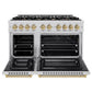 ZLINE Autograph Edition 48 in. 6.7 cu. ft. Select Double Oven Gas Range with 8 Burner Cooktop in Stainless Steel and Champagne Bronze Accents, Open Box-Great Condition