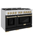 ZLINE Autograph Edition 48 in. 6.7 cu. ft. Select Double Oven Gas Range with 8 Burner Cooktop in Stainless Steel with Black Matte Doors and Champagne Bronze Accents, Open Box-Great Condition