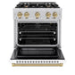 ZLINE Autograph Edition 30 in. 4.2 cu. ft. Select Gas Range with 4 Burner Cooktop and Convection Gas Oven in Stainless Steel with White Matte Door and Champagne Bronze Accents, Open Box-Great Condition