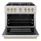ZLINE Autograph Edition 36 in. 5.2 cu. ft. Select Gas Range with 6 Burner Cooktop and Convection Gas Oven in Stainless Steel with White Matte Door and Champagne Bronze Accents, Open Box-Great Condition