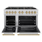ZLINE Autograph Edition 48 in. 6.7 cu. ft. Select Double Oven Gas Range with 8 Burner Cooktop in Stainless Steel with White Matte Doors and Champagne Bronze Accents, Open Box-Great Condition