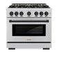 ZLINE Autograph Edition 36 in. 5.2 cu. ft. Select Gas Range with 6 Burner Cooktop and Convection Gas Oven in Stainless Steel and Matte Black Accents, Open Box-Great Condition