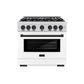 ZLINE Autograph Edition 36 in. 5.2 cu. ft. Select Gas Range with 6 Burner Cooktop and Convection Gas Oven in Stainless Steel with White Matte Door and Matte Black Accents, Open Box-Great Condition