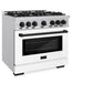ZLINE Autograph Edition 36 in. 5.2 cu. ft. Select Gas Range with 6 Burner Cooktop and Convection Gas Oven in Stainless Steel with White Matte Door and Matte Black Accents, Open Box-Great Condition
