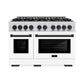 ZLINE Autograph Edition 48 in. 6.7 cu. ft. Select Double Oven Gas Range with 8 Burner Cooktop in Stainless Steel with White Matte Doors and Matte Black Accents, Open Box-Great Condition