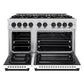 ZLINE Autograph Edition 48 in. 6.7 cu. ft. Select Double Oven Gas Range with 8 Burner Cooktop in Stainless Steel with White Matte Doors and Matte Black Accents, Open Box-Great Condition