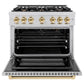 ZLINE Autograph Edition 36 in. 5.2 cu. ft. Select Gas Range with 6 Burner Cooktop and Convection Gas Oven in Stainless Steel and Polished Gold Accents, Open Box-Great Condition