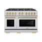 ZLINE Autograph Edition 48 in. 6.7 cu. ft. Select Double Oven Gas Range with 8 Burner Cooktop in Stainless Steel and Polished Gold Accents, Open Box-Great Condition