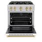 ZLINE Autograph Edition 30 in. 4.2 cu. ft. Select Gas Range with 4 Burner Cooktop and Convection Gas Oven in Stainless Steel with White Matte Door and Polished Gold Accents, Open Box-Great Condition