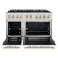 ZLINE Autograph Edition 48 in. 6.7 cu. ft. Select Double Oven Gas Range with 8 Burner Cooktop in Stainless Steel with White Matte Doors and Polished Gold Accents, Open Box-Great Condition