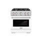 ZLINE 30 in. 4.2 cu. ft. Select Dual Fuel Range with 4 Burner Gas Cooktop and Electric Convection Oven in Satin Stainless Steel with White Matte Door, Open Box-Great Condition