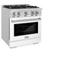 ZLINE 30 in. 4.2 cu. ft. Select Dual Fuel Range with 4 Burner Gas Cooktop and Electric Convection Oven in Stainless Steel with White Matte Door, Open Box-Great Condition