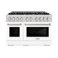ZLINE 48 in. 6.7 cu. ft. Select Double Oven Gas Range with 8 Burner Cooktop in Stainless Steel with White Matte Doors, Open Box-Great Condition