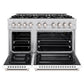 ZLINE 48 in. 6.7 cu. ft. Select Double Oven Gas Range with 8 Burner Cooktop in Stainless Steel with White Matte Doors, Open Box-Great Condition