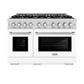 ZLINE 48 in. 6.7 cu. ft. Select Double Oven Gas Range with 8 Burner Cooktop in Stainless Steel with White Matte Doors, Open Box-Great Condition