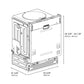 ZLINE 24 in. Panel Ready Top Control Built-In Dishwasher with Stainless Steel Tub, 52dBa, Open Box-Good Condition dimensional diagram.