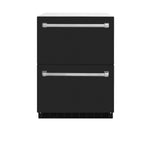 ZLINE 24 in. Touchstone 168 Can Outdoor-Rated Dual Refrigerator Drawer with Black Matte Doors (RDSO-BLM-24) main image.
