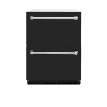 ZLINE 24 in. Touchstone 168 Can Outdoor-Rated Dual Refrigerator Drawer with Black Matte Doors (RDSO-BLM-24) main image.