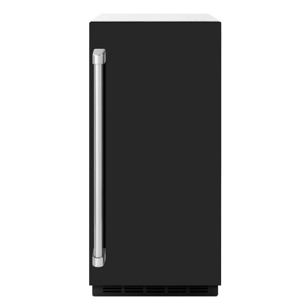 ZLINE 15 in. Touchstone Clear Cube Ice Maker with Drain Pump and Black Matte Door (ICCD-BLM-15) front.