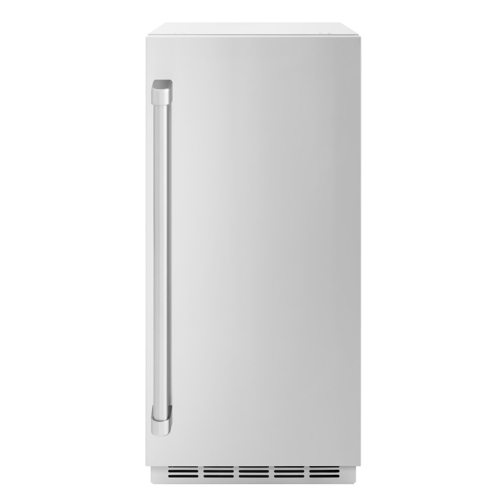 ZLINE 15 in. Touchstone Clear Cube Ice Maker with Drain Pump and Solid Stainless Steel Door (ICCD-ST-15) front.