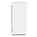 ZLINE 15 in. Touchstone Clear Cube Ice Maker with Drain Pump and White Matte Door (ICCD-WM-15) front.