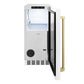 ZLINE Autograph Edition 15 in. Touchstone Clear Cube Ice Maker with Drain Pump and White Matte Door with Champagne Bronze Handle (ICCDZ-WM-15-CB) front, open.