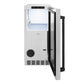ZLINE Autograph Edition 15 in. Touchstone Clear Cube Ice Maker with Drain Pump and Solid Stainless Steel Door with Matte Black Handle (ICCDZ-ST-15-MB) front, open.