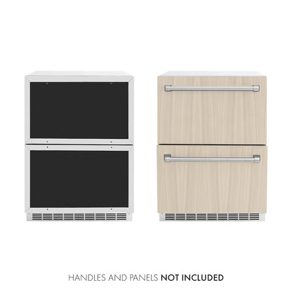 ZLINE 24 in. Touchstone 168 Can Outdoor-Rated Dual Refrigerator Drawer with Panel-Ready Doors, Open Box-Good Condition