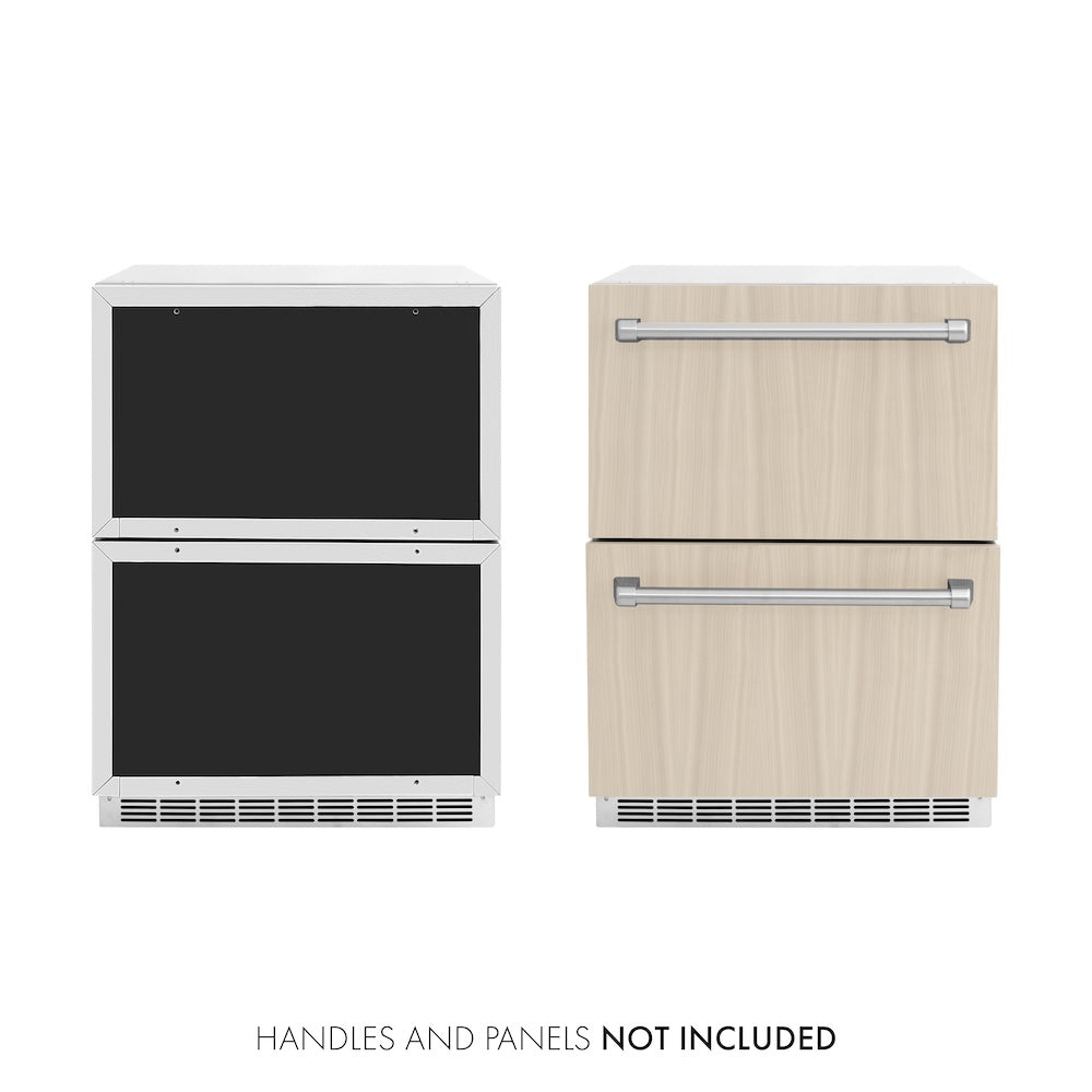 ZLINE 24 in. Touchstone 168 Can Outdoor-Rated Dual Refrigerator Drawer with Panel-Ready Doors (RDSPO-24)